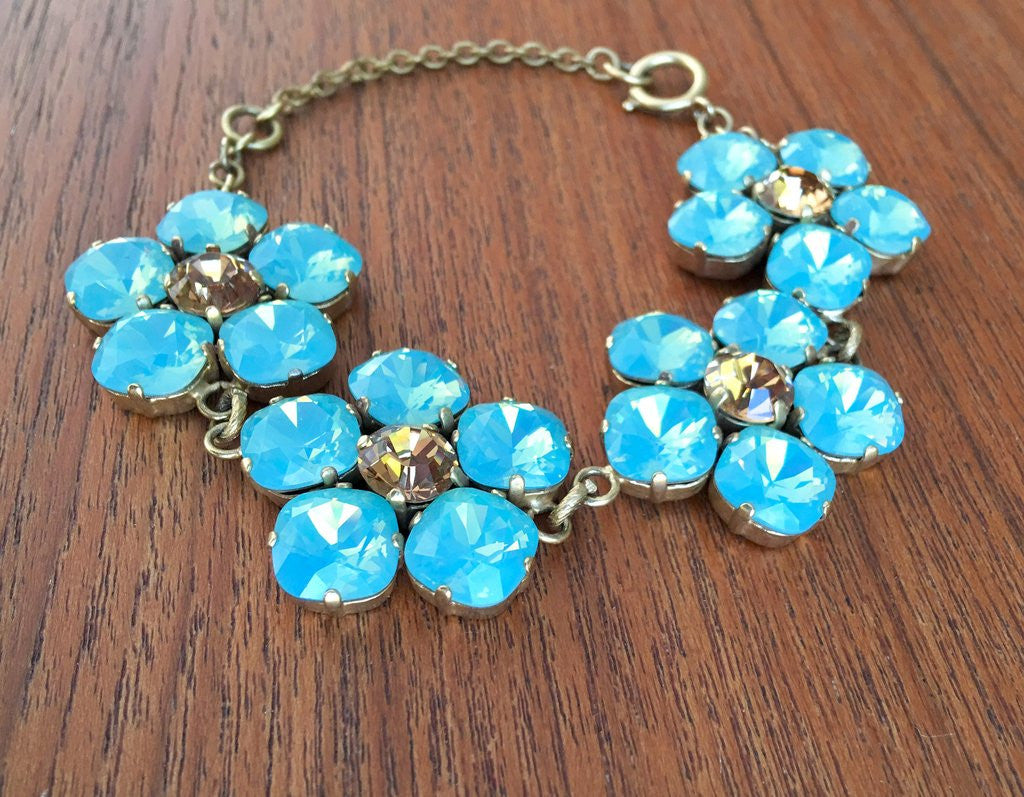 Catherine Popesco Multi Color Crystal Bracelet - Air Blue and Lavender