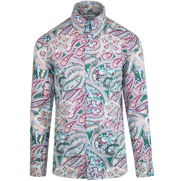 Sunrise Psychedelic Paisley High Collar Shirt